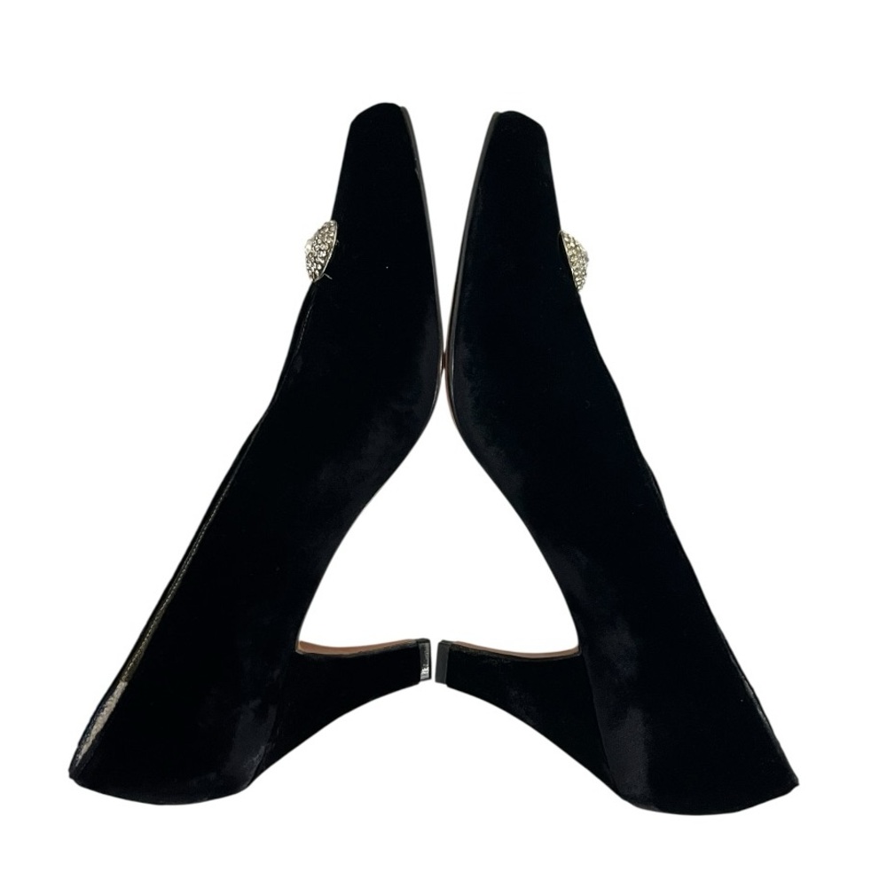 Yves Saint Laurent Black Velvet Jeweled Pointed Toe Heels Size 7.5 Party Vintage - Picture 7 of 11